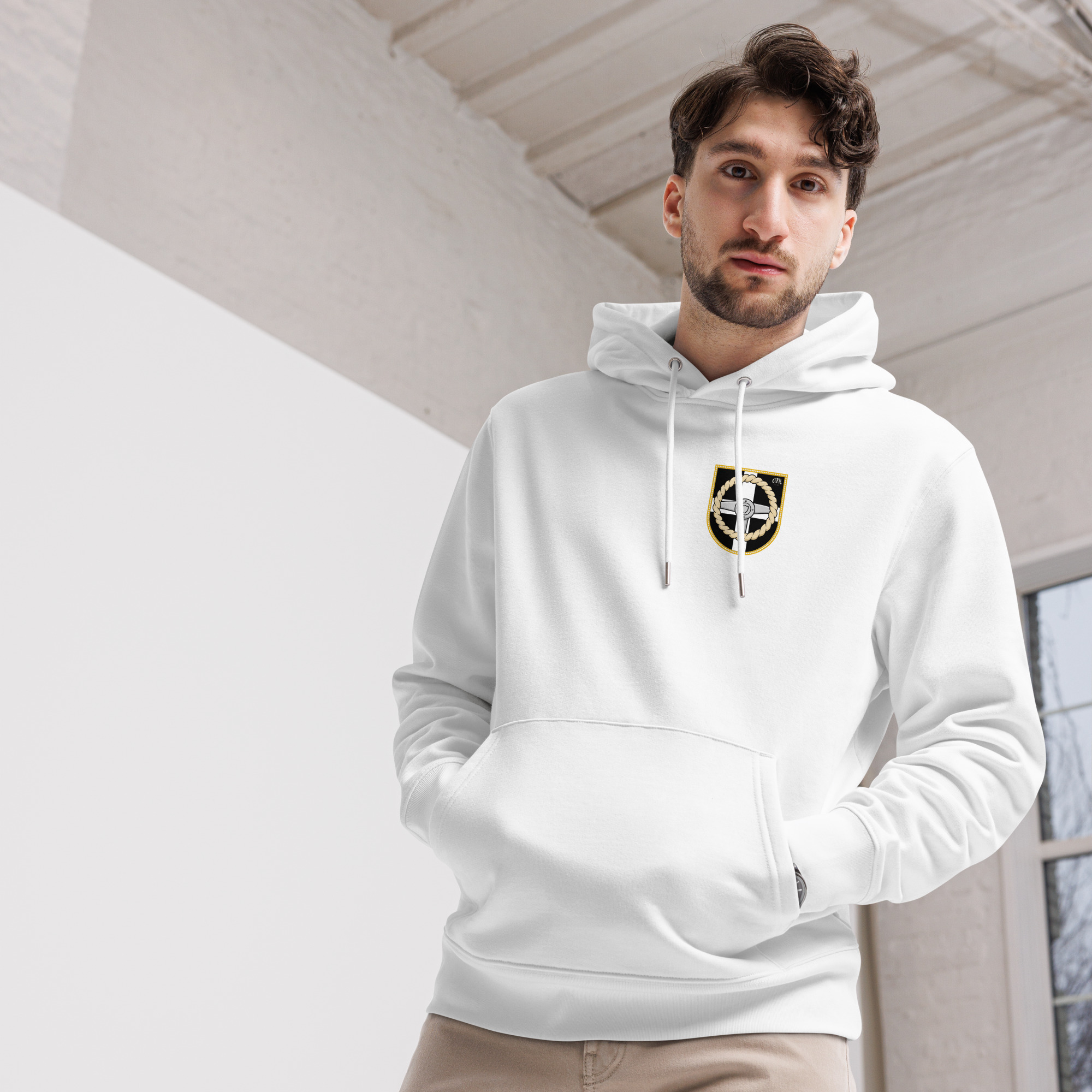 Crimp My Ride Hooded Long Sleeved Warm Tee - White