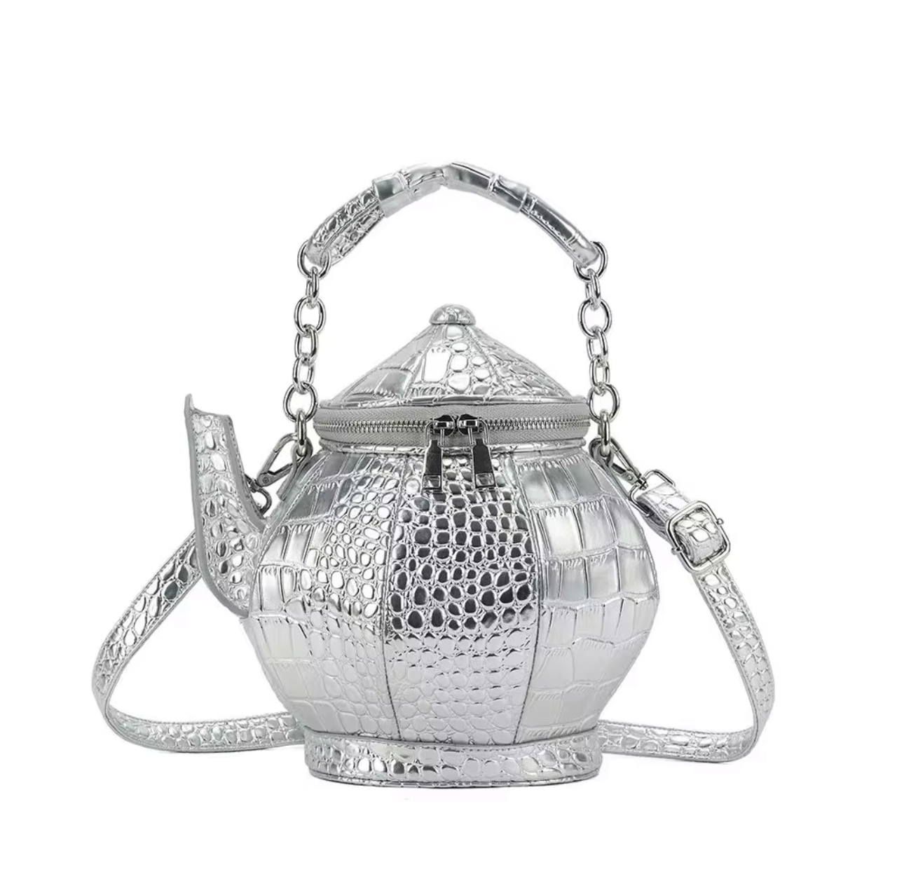 Silver Vintage Teapot Handbag