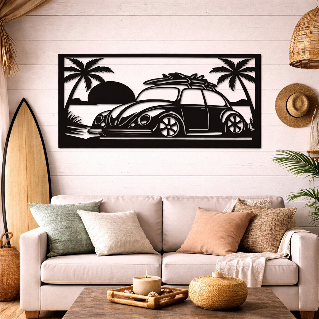 Cuadro ”Volkswagen Beetle surf” – Madera natural