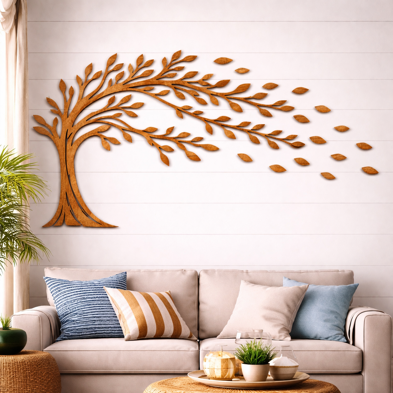 Arte mural "Árbol decorativo" - Madera natural