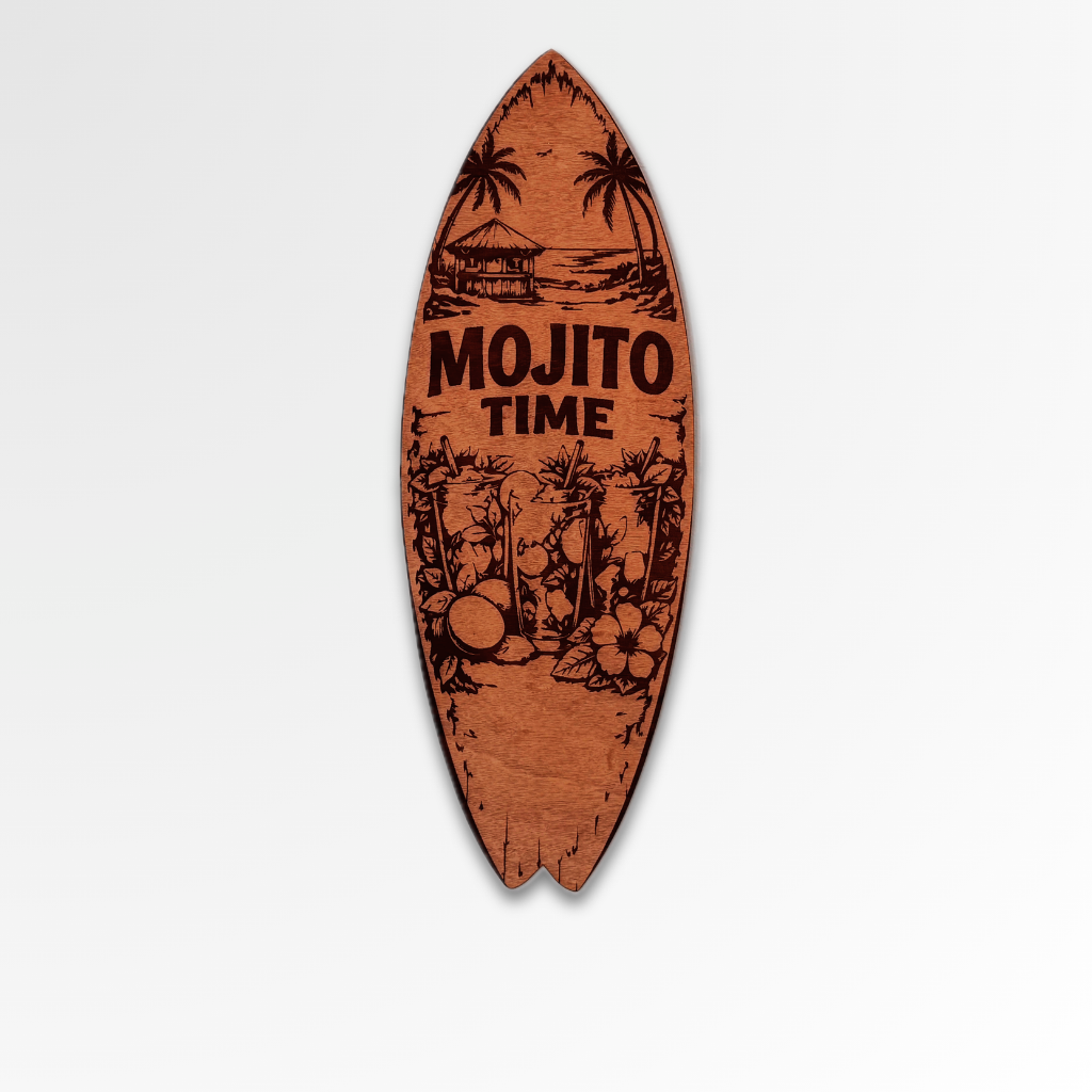 Tabla de surf decorativa "Mojito Time" - Madera natural