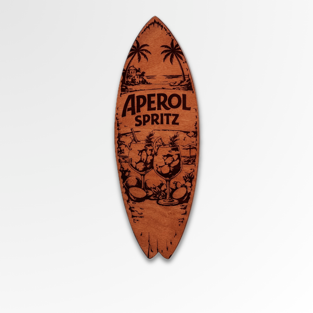 Tabla de surf decorativa "Aperol Spritz" - Madera natural