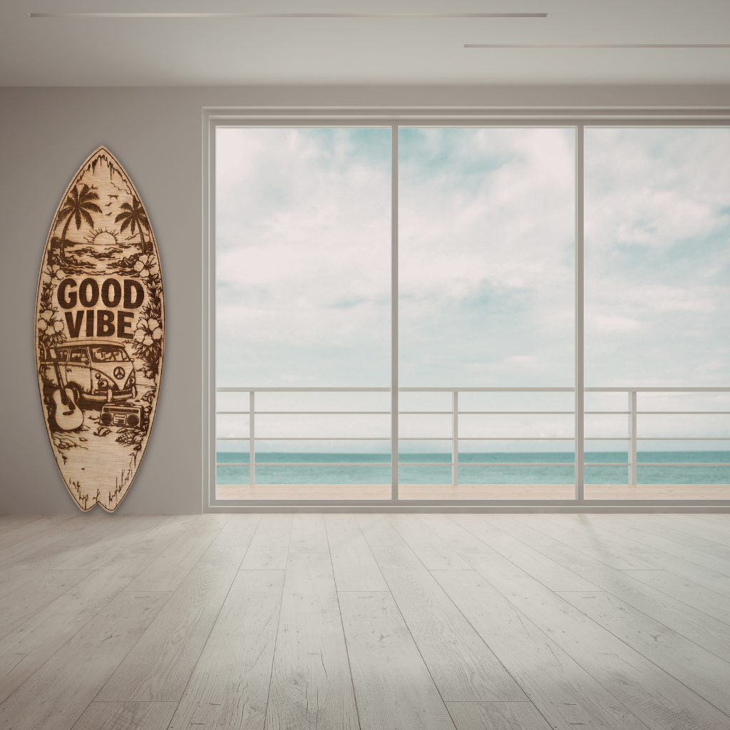 Tabla Surf decorativa de madera "Good Vibe"