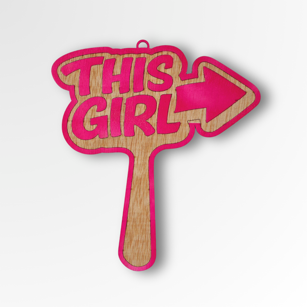 Paddle de fiesta "This Guy" - "This Girl" - Madera natural