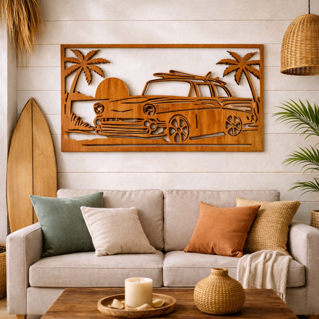 Cuadro “Chevy Bel Air surf” – Madera natural