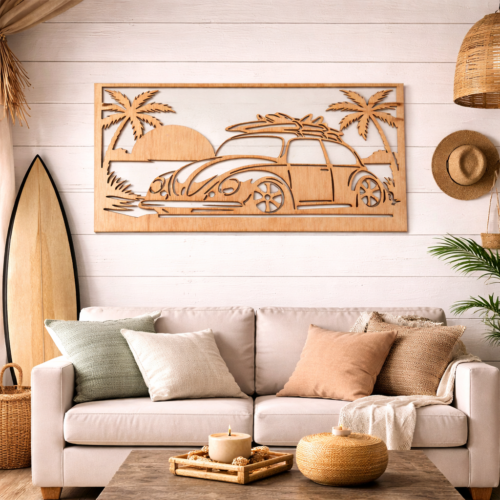 Cuadro ”Volkswagen Beetle surf” – Madera natural
