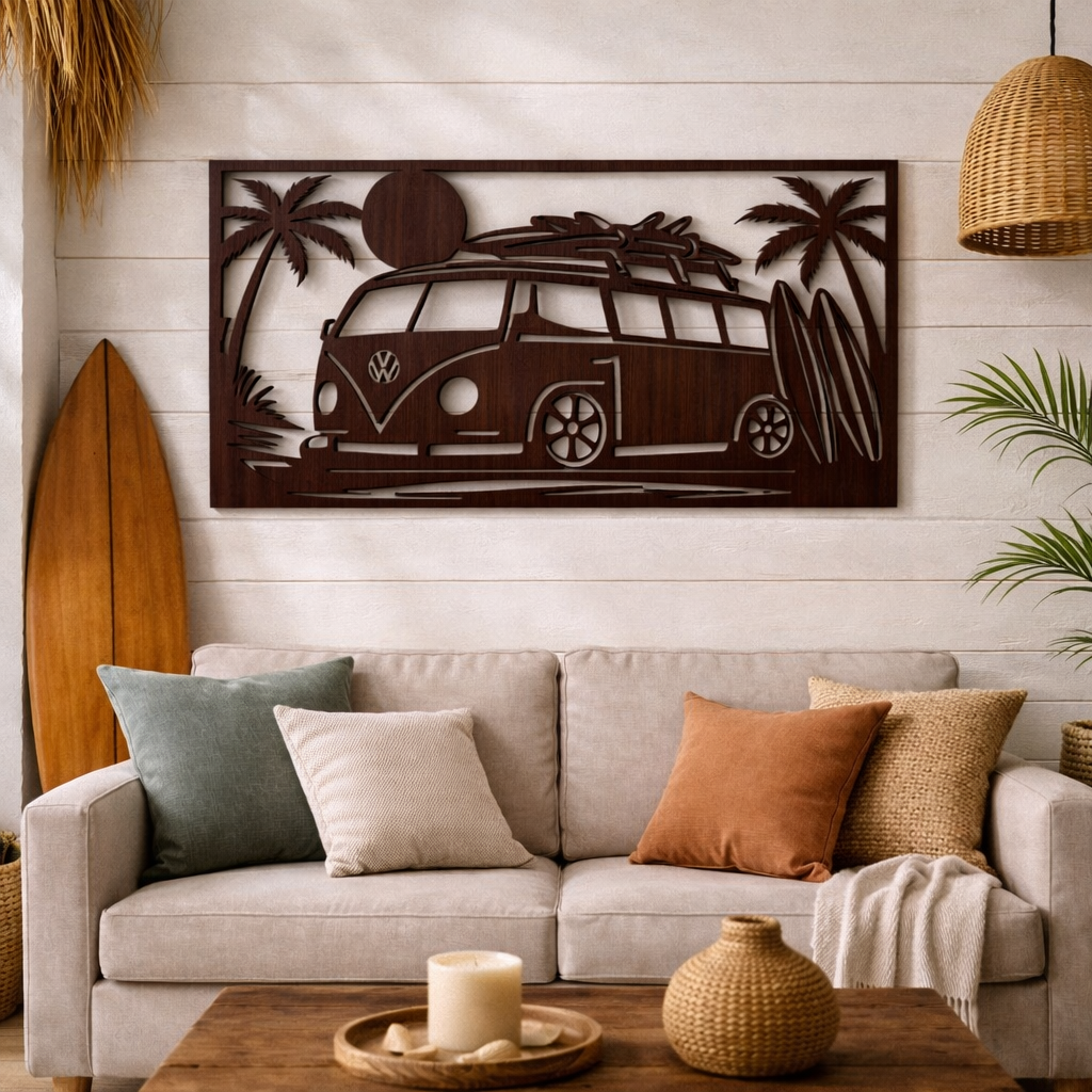 Cuadro “Volkswagen T1 surf” – Madera natural