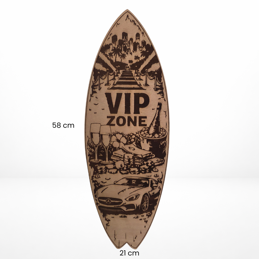Tabla Surf decorativa de madera "VIP Zone"