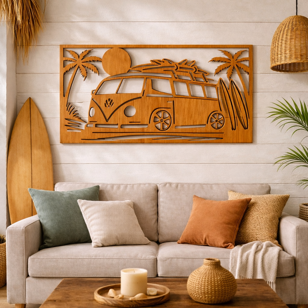 Cuadro “Volkswagen T1 surf” – Madera natural