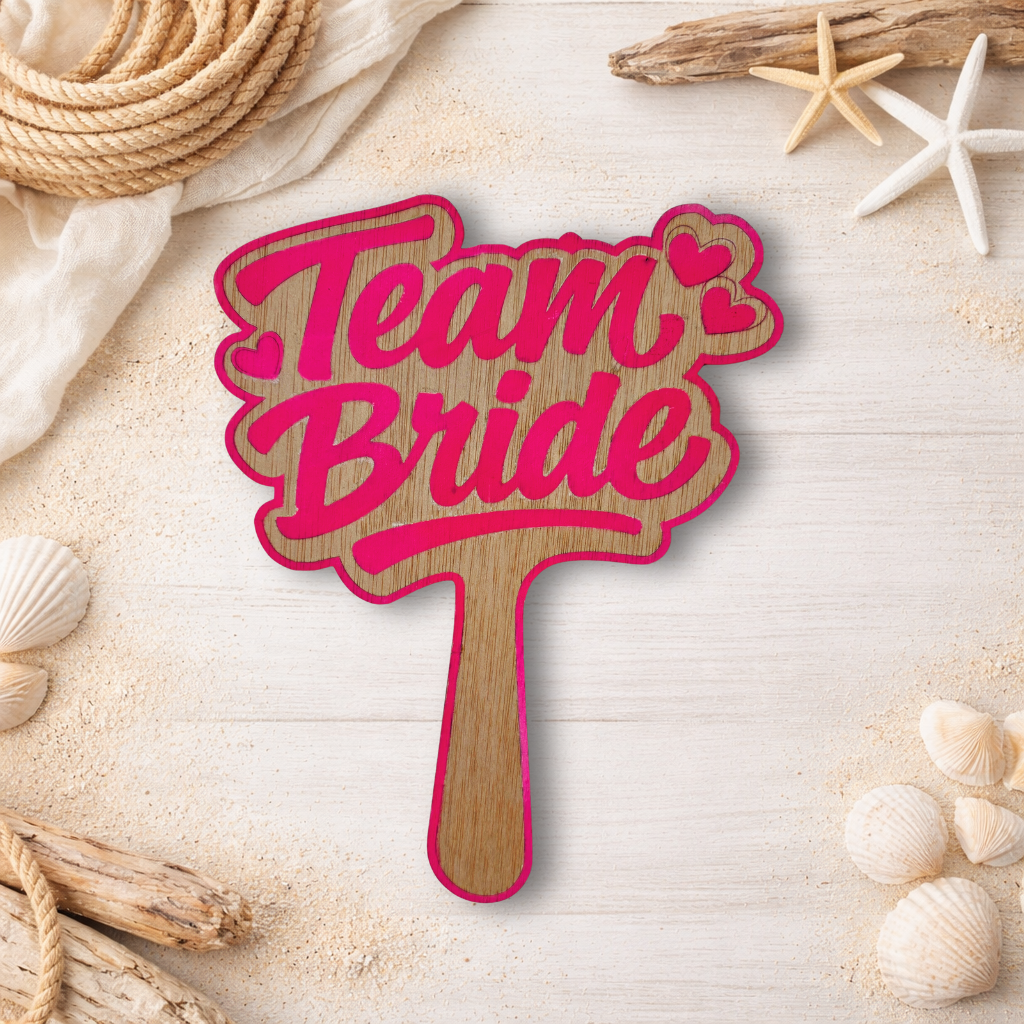 Paddle de fiesta "Team Bride" - Madera natural