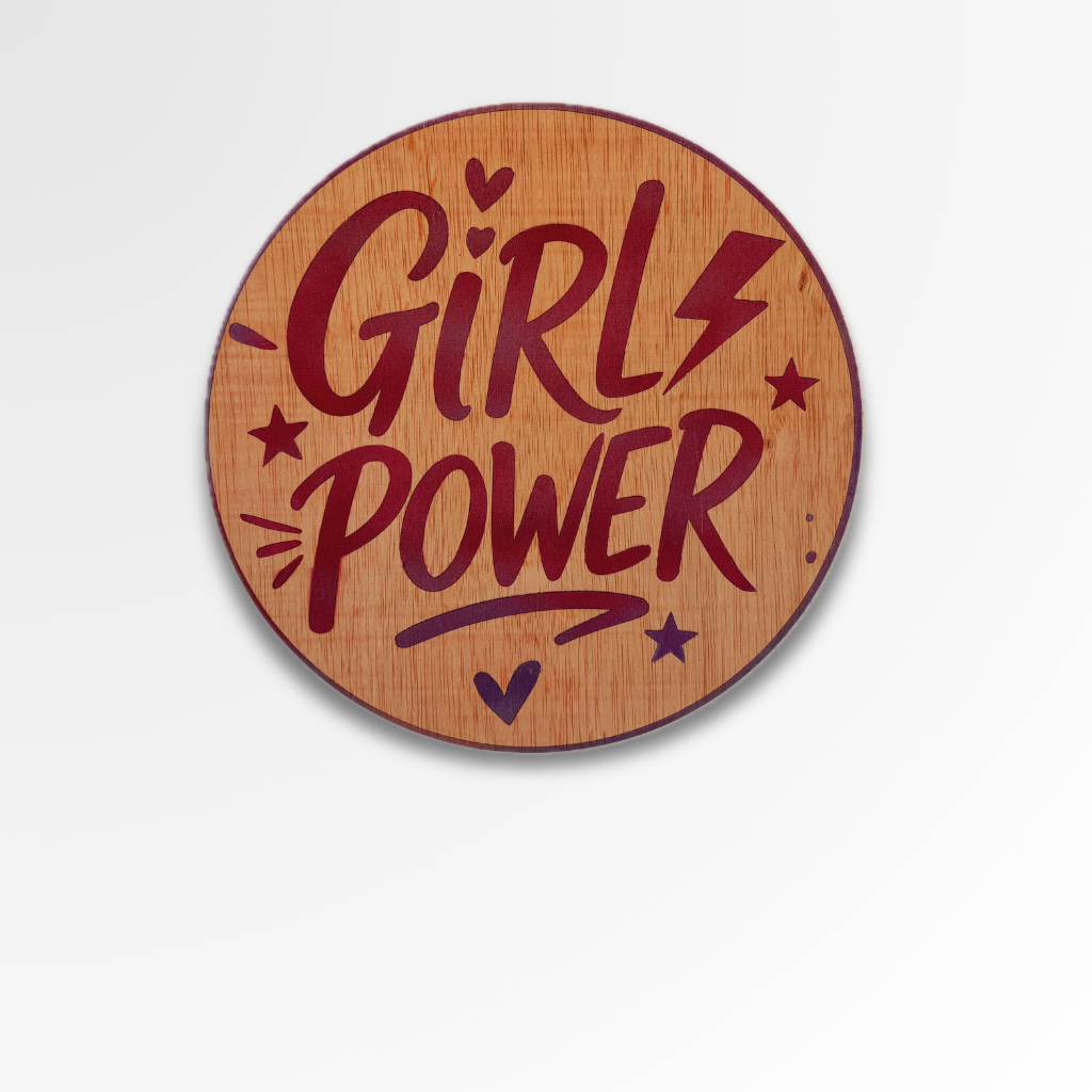Decoración de pared "Girl Power"- Madera natural