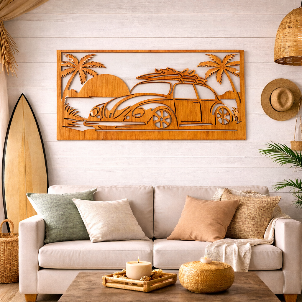 Cuadro ”Volkswagen Beetle surf” – Madera natural