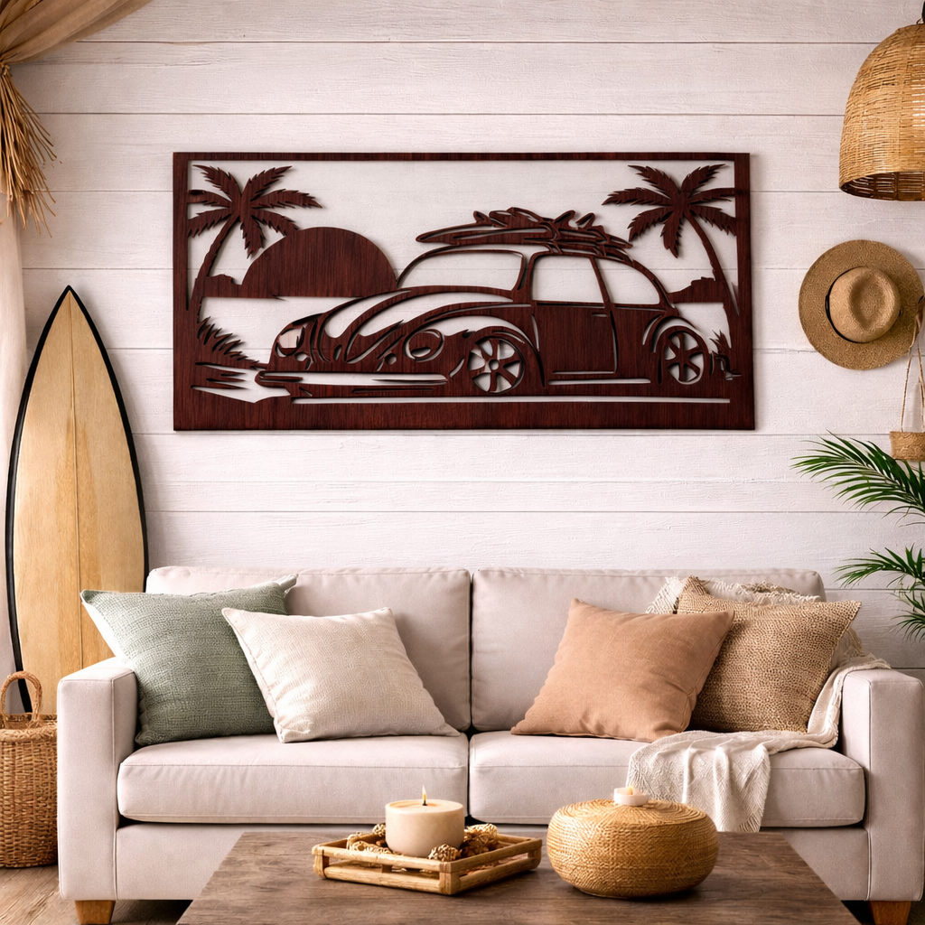 Cuadro ”Volkswagen Beetle surf” – Madera natural