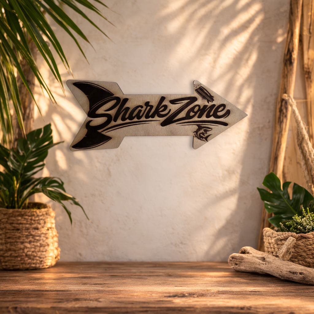 Cartel decorativo de madera “Shark Zone”