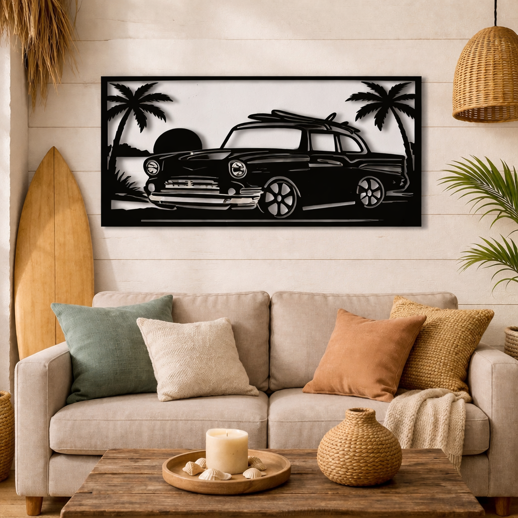 Cuadro “Chevy Bel Air surf” – Madera natural