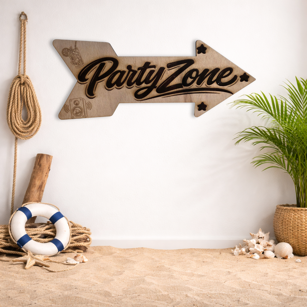 Cartel decorativo de madera “Party Zone”