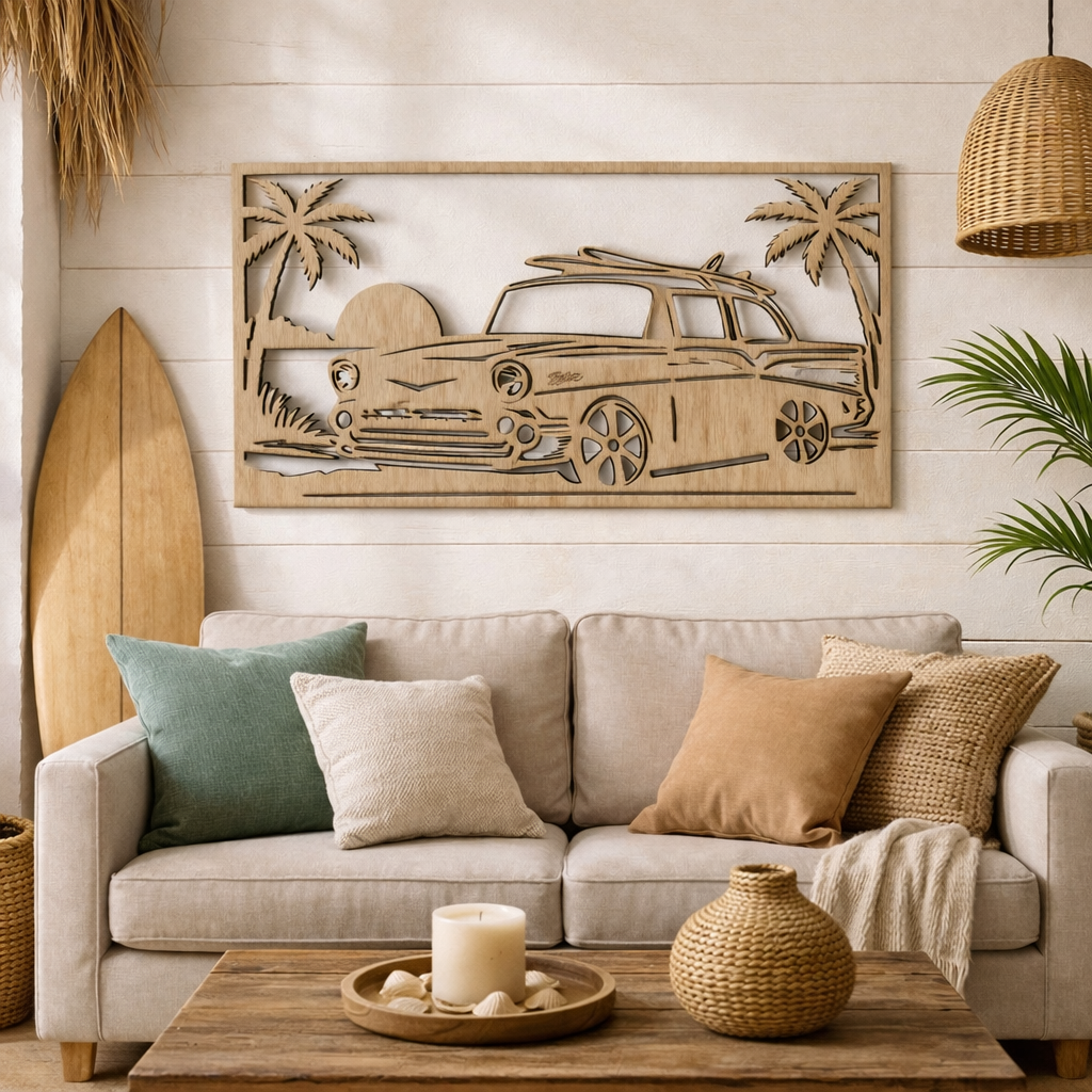 Cuadro “Chevy Bel Air surf” – Madera natural