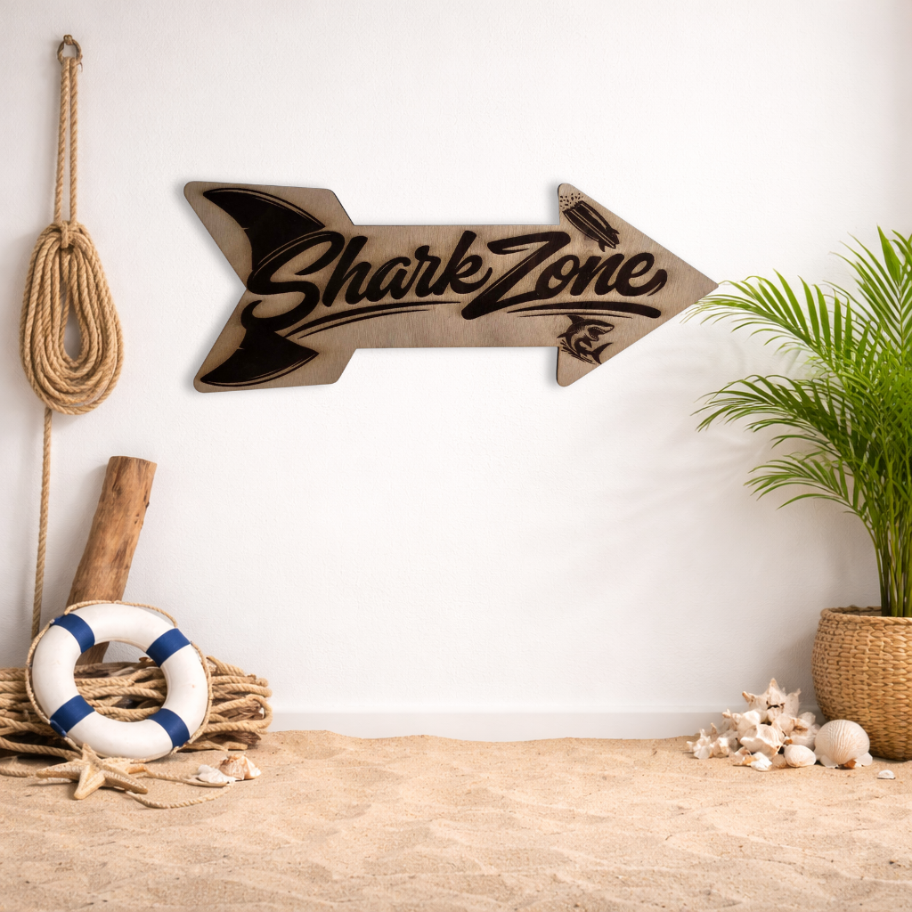 Cartel decorativo de madera “Shark Zone”