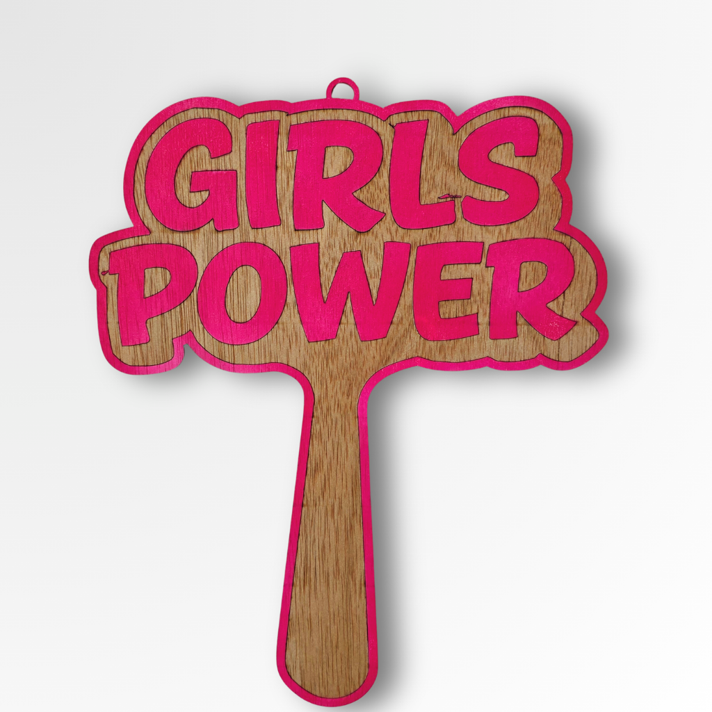 Paddle de fiesta "Girl Power" - Madera natural