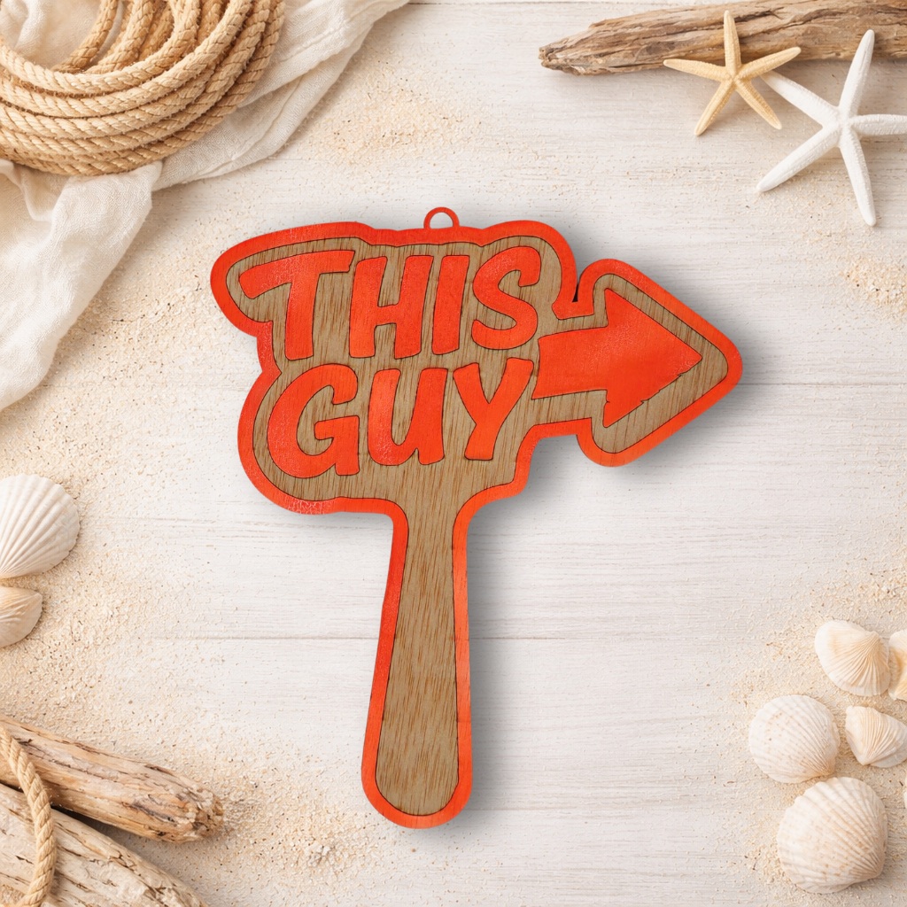 Paddle de fiesta "This Guy" - "This Girl" - Madera natural