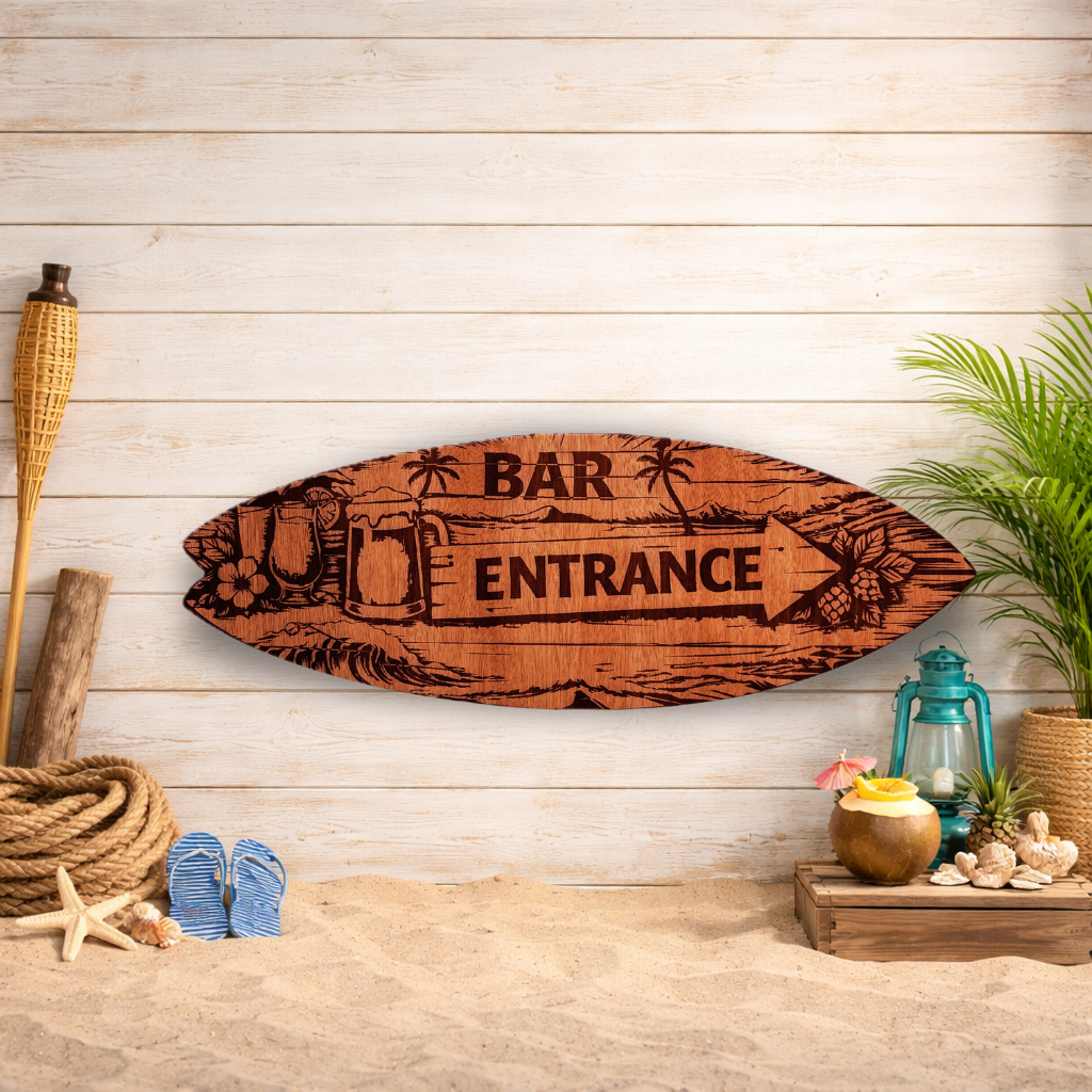 Tabla de surf decorativa "Entrance" - Madera natural