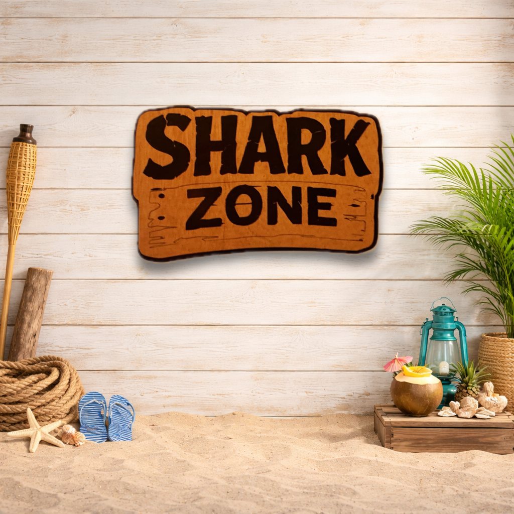 Decoración de pared "Shark Zone"- Madera natural
