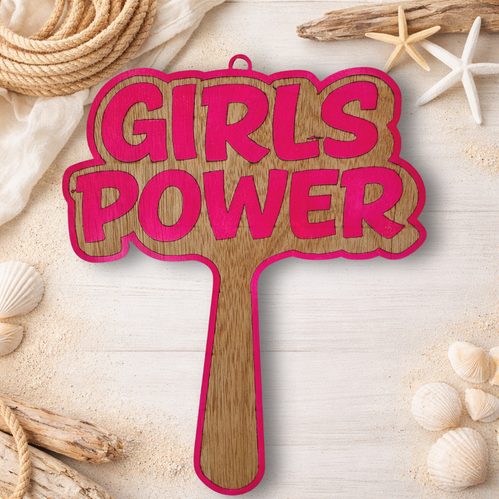 Paddle de fiesta "Girl Power" - Madera natural