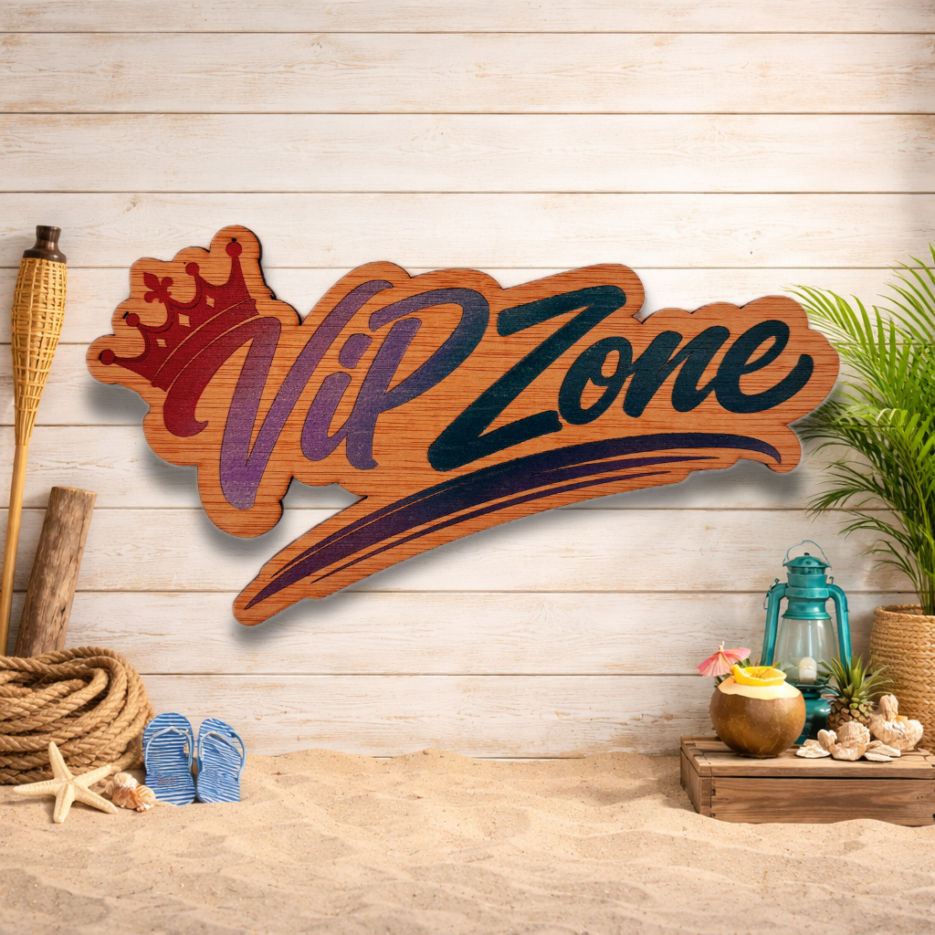 Decoración de pared "VIP Zone"- Madera natural