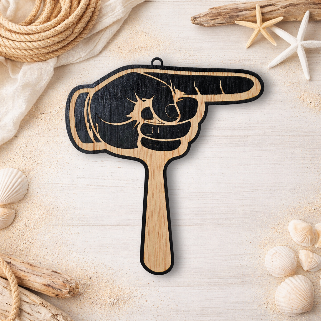Paddle de fiesta "Pointing Hand" - Madera natural