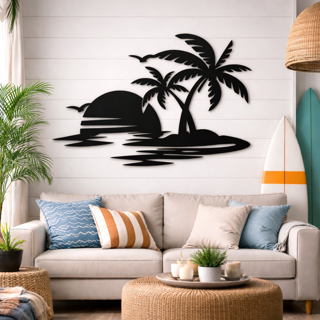 Arte mural “Luna y Mar” - Madera natural