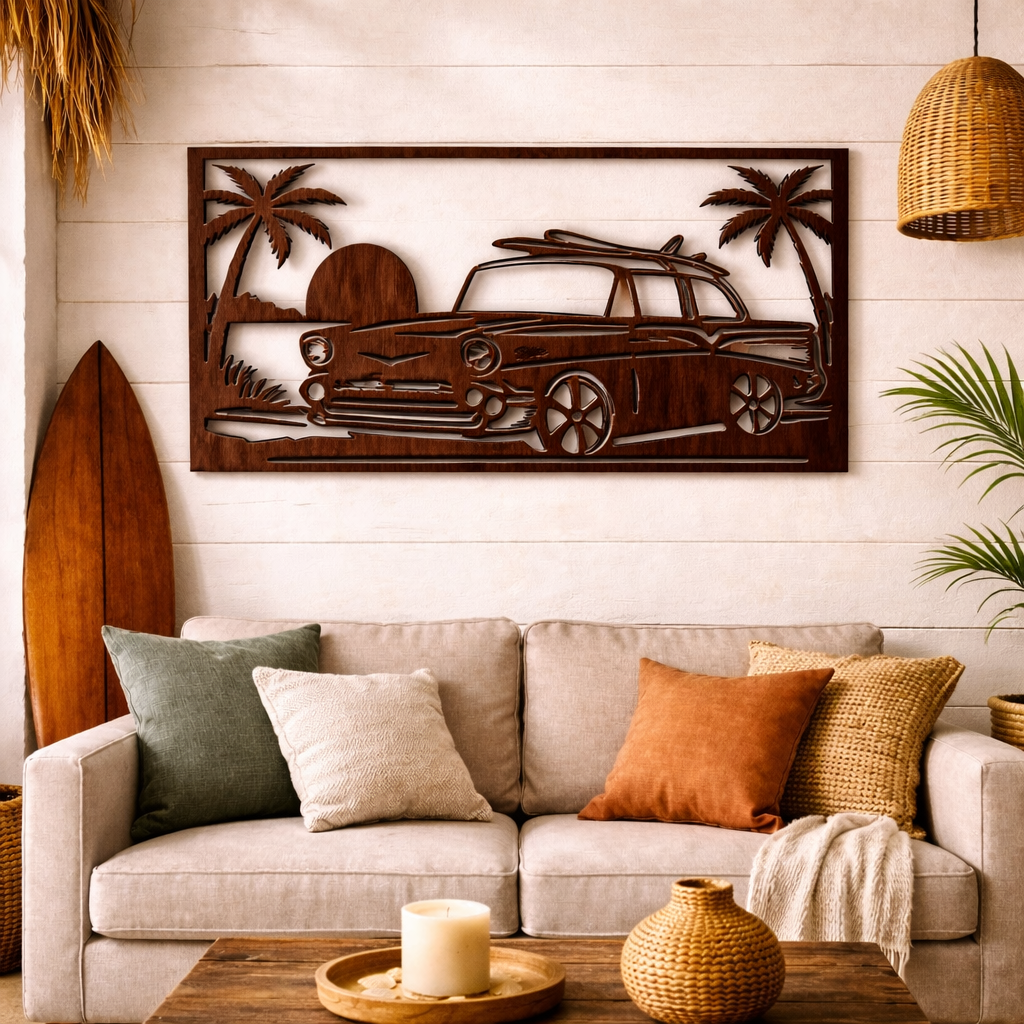 Cuadro “Chevy Bel Air surf” – Madera natural