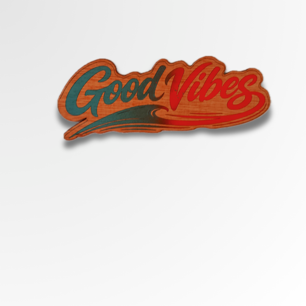 Decoración de pared "Good Vibe"- Madera natural
