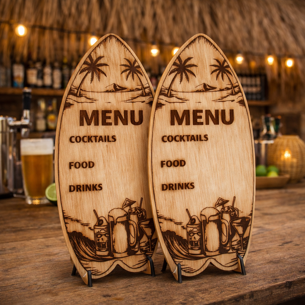 Tabla de surf "Menú Personalizada" – Madera natural