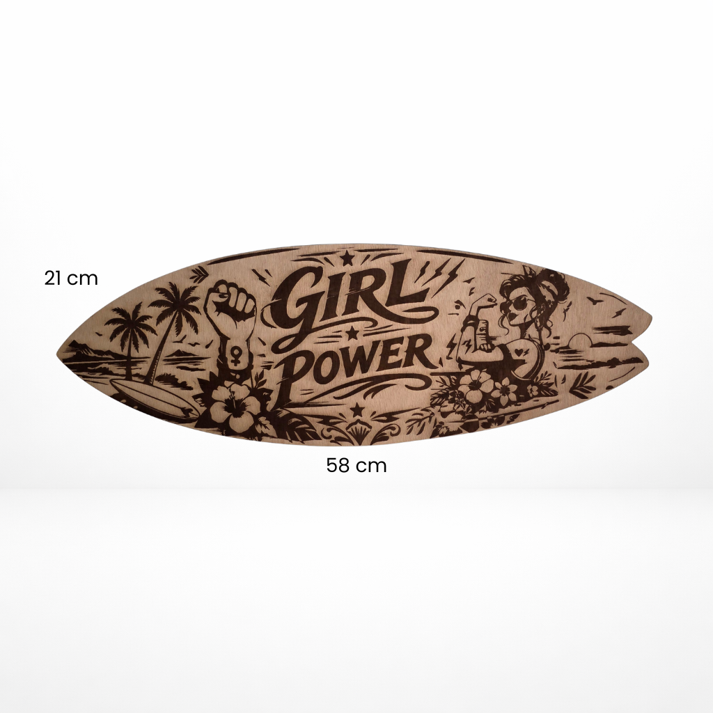 Tabla Surf decorativa de madera "Girl Power"