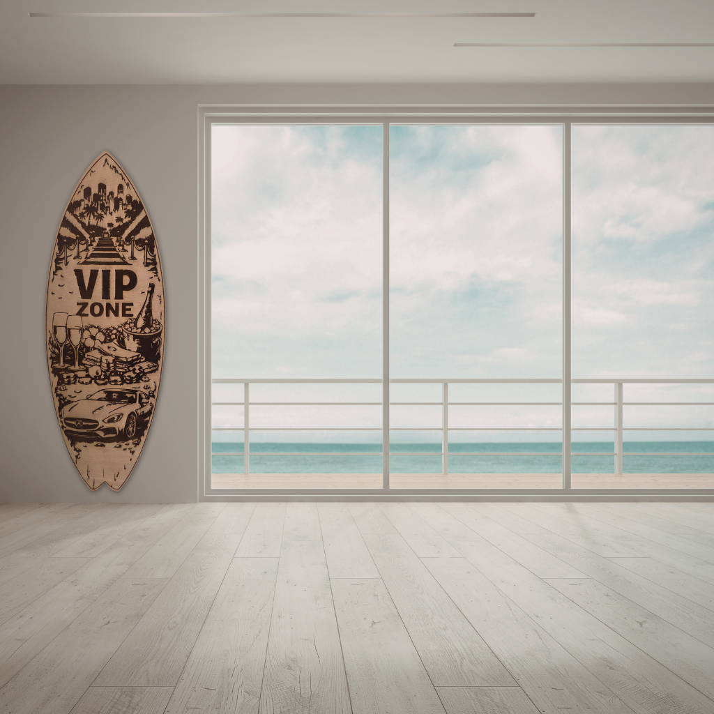 Tabla Surf decorativa de madera "VIP Zone"