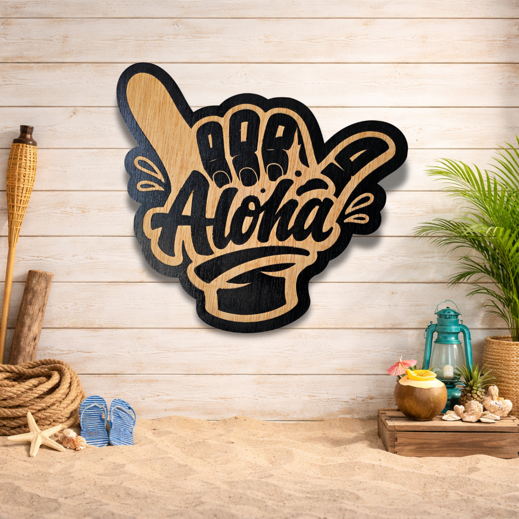 Decoración de pared "Aloha"- Madera natural