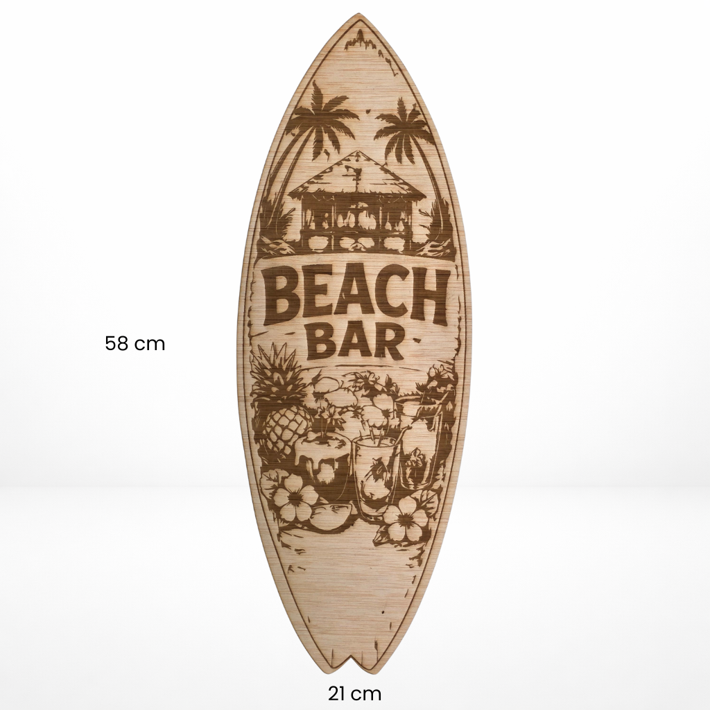 Tabla Surf decorativa de madera "Beach Bar"