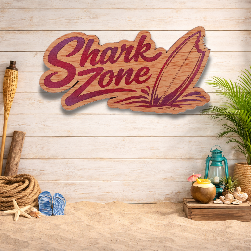 Decoración de pared "Shark Zone"- Madera natural