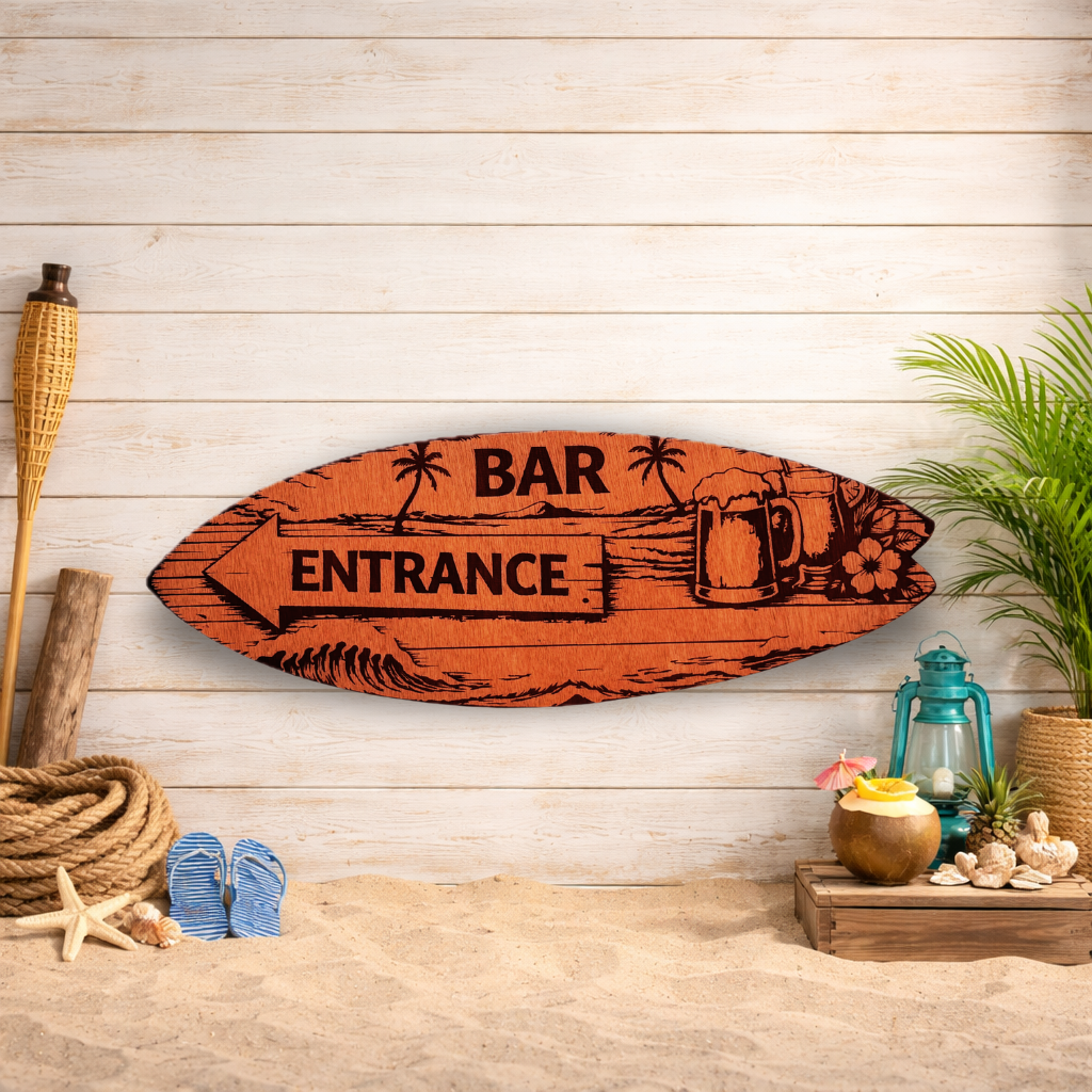 Tabla de surf decorativa "Entrance" - Madera natural