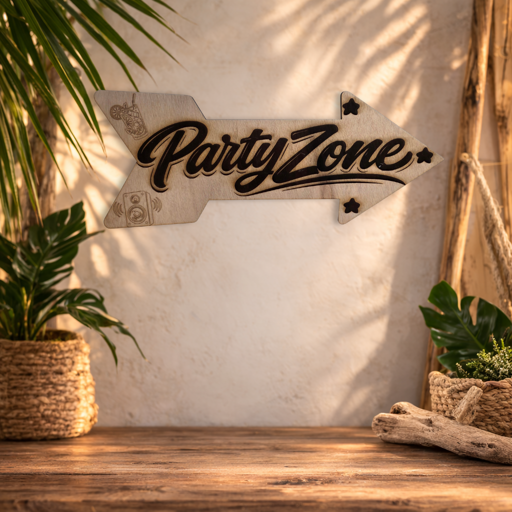 Cartel decorativo de madera “Party Zone”