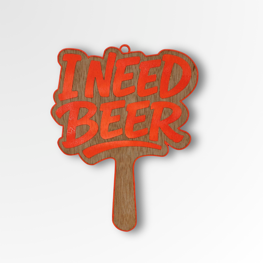 Paddle de fiesta "I Need Beer" - Madera natural
