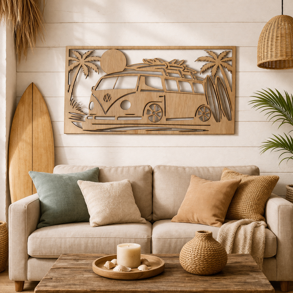 Cuadro “Volkswagen T1 surf” – Madera natural