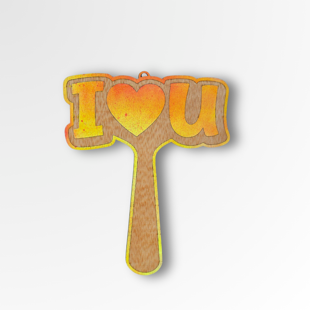 Paddle de fiesta "I love You" - "I love Me" - Madera natural