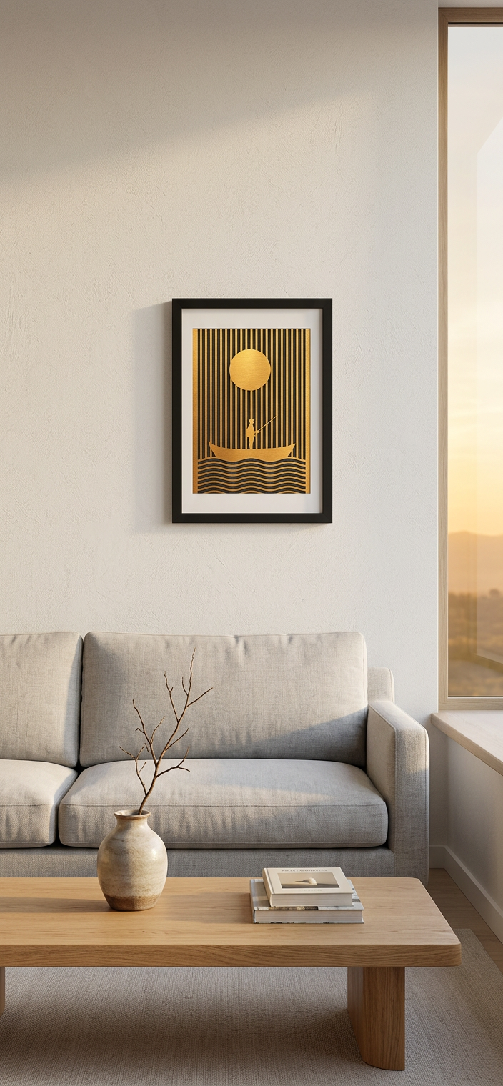 Pescador ao Luar - Minimalista madeira de pinho