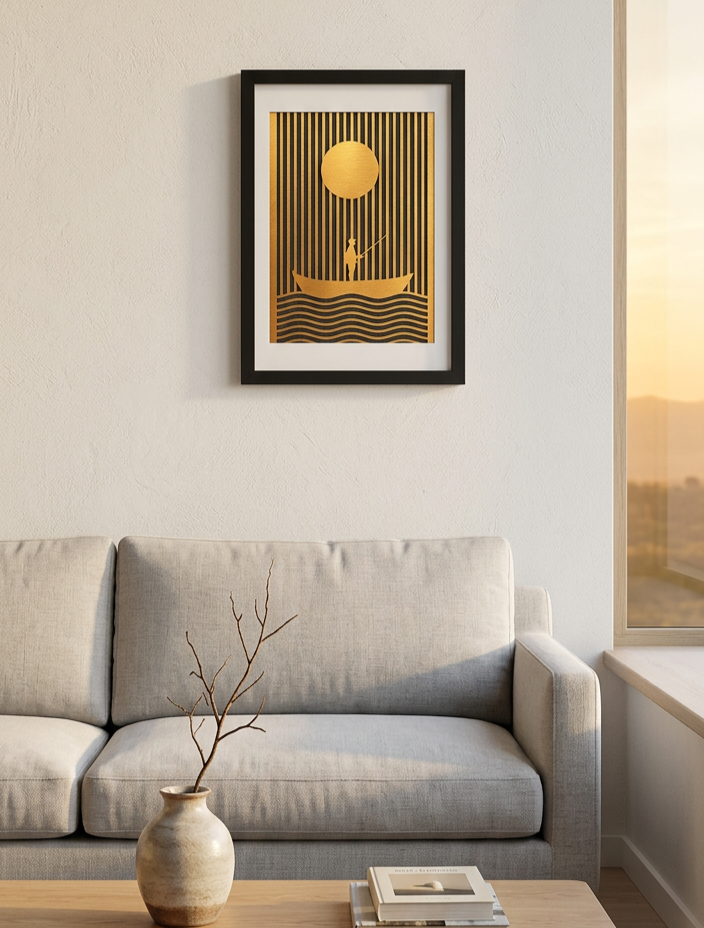 Pescador ao Luar - Minimalista madeira de pinho