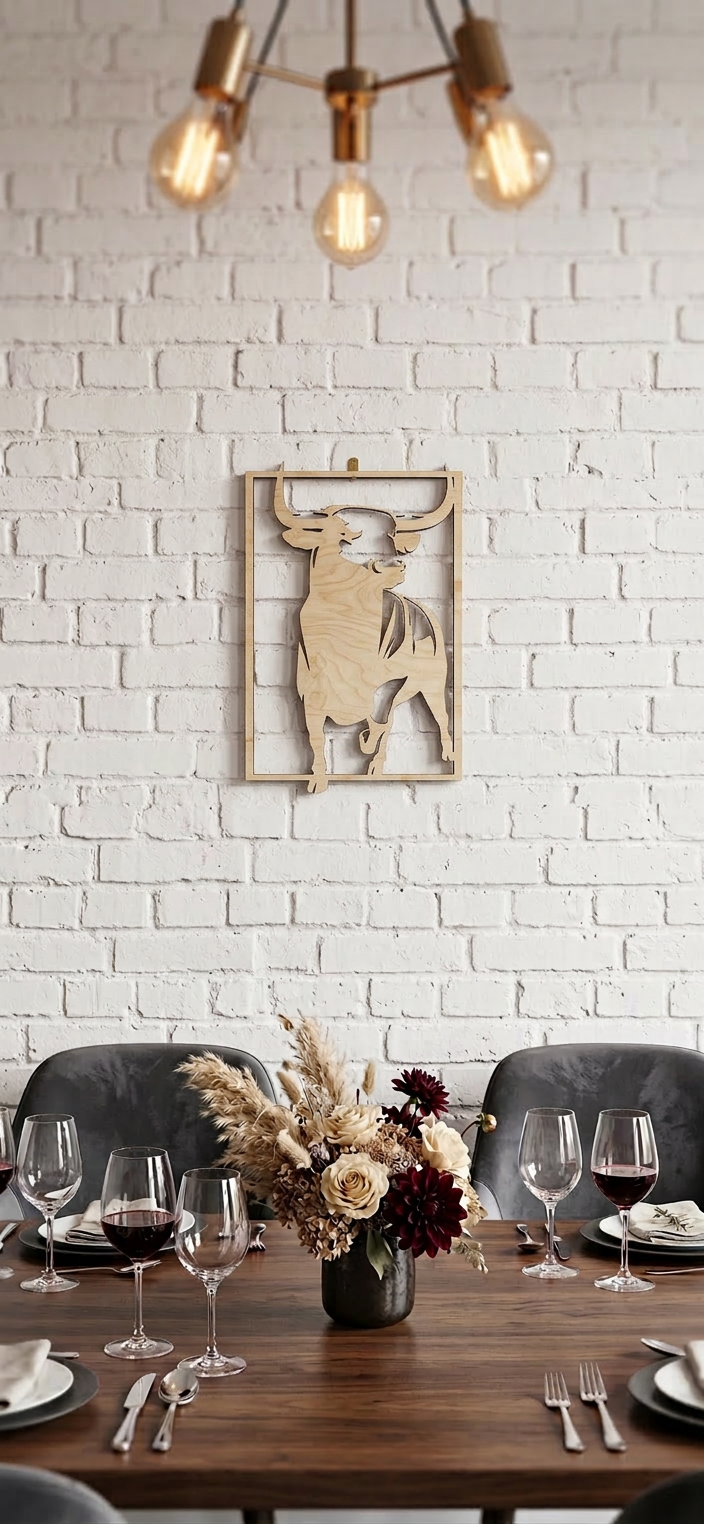 Escultura de Touro em Madeira