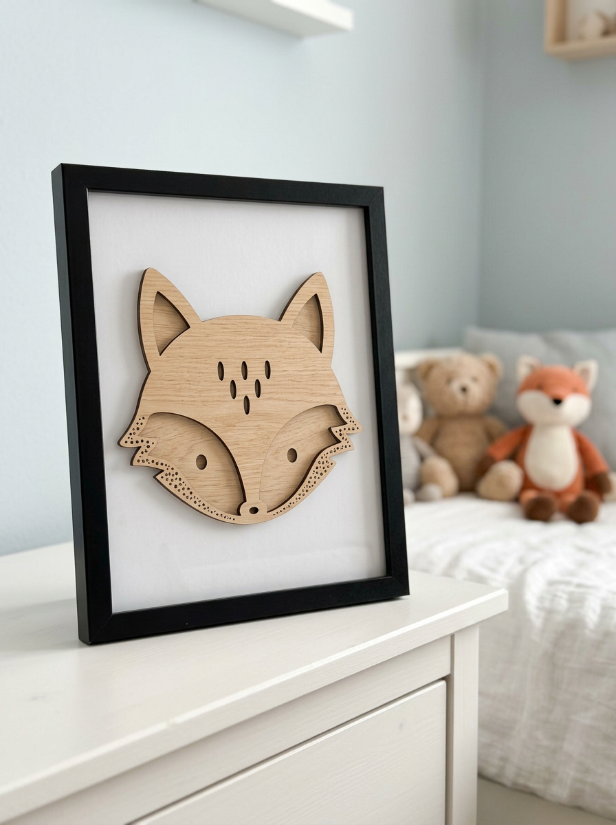 Quadro de Raposa em Madeira (personalizável) 