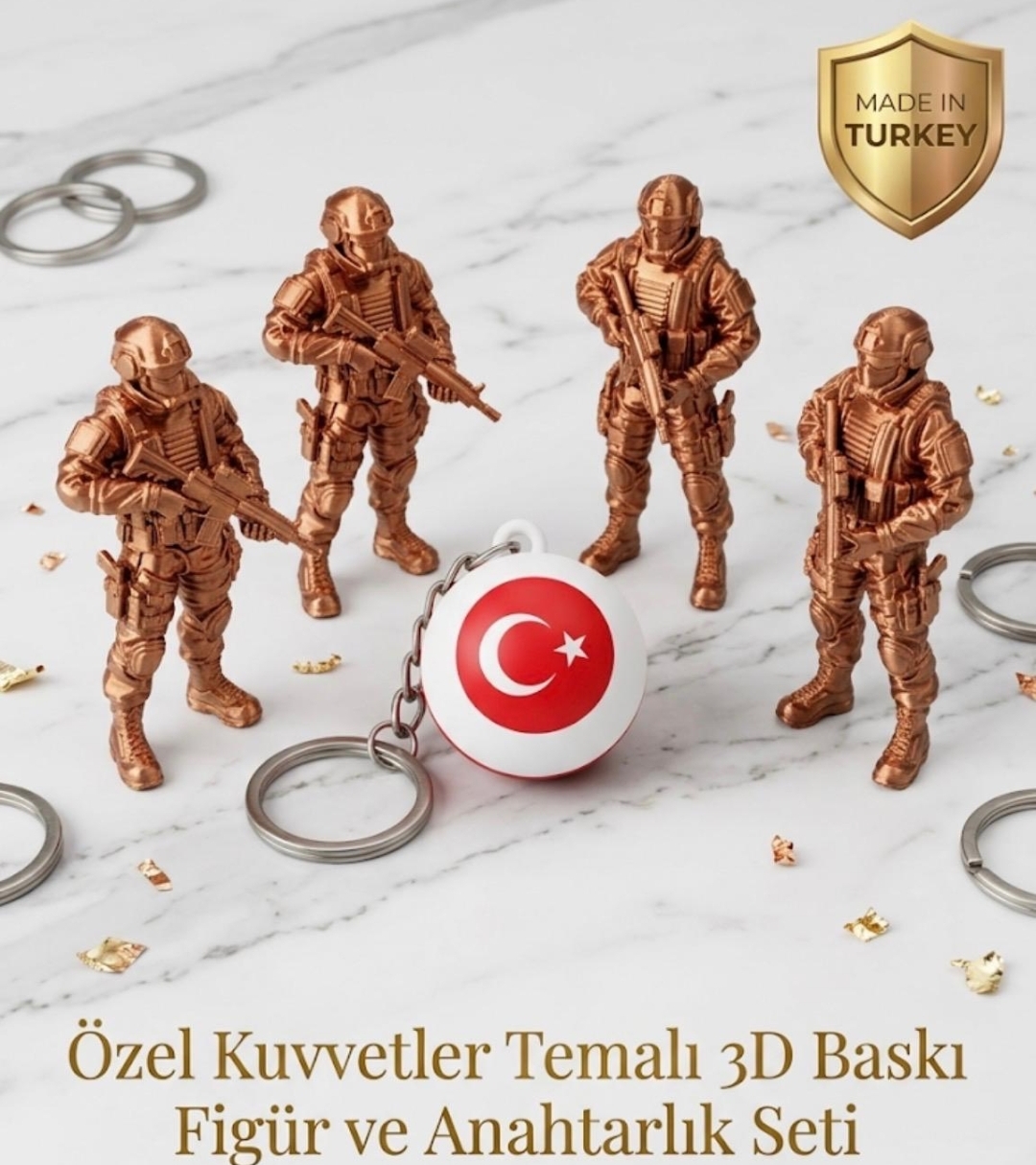 Özel Kuvvetler Temalı 3D Baskı Figür ve Anahtarlık Seti