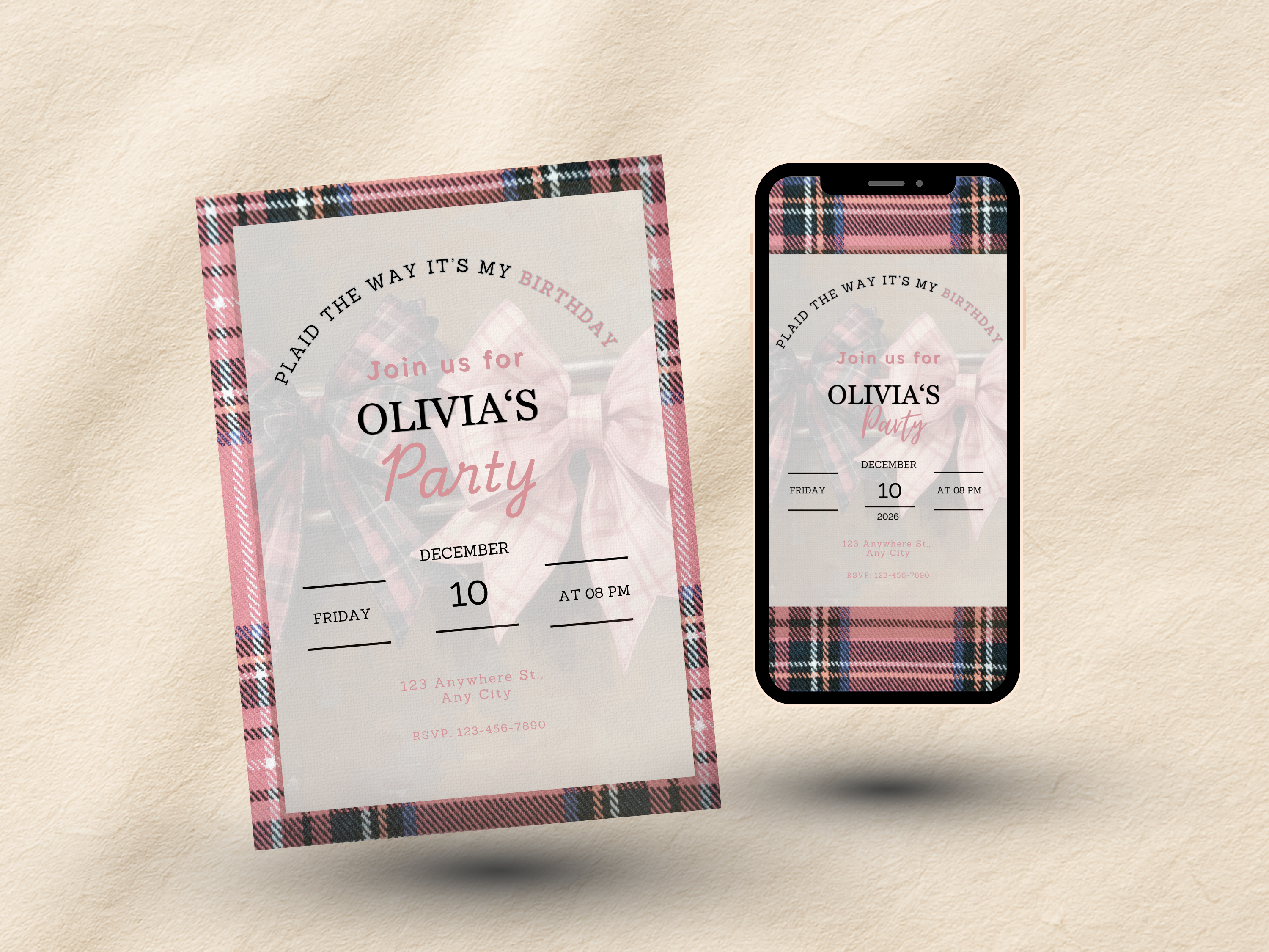 Plaid Birthday Party Digital Invitation