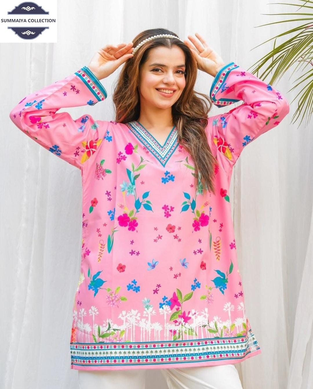 Pink Floral Kurti Set